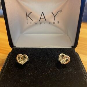 Kay Jewelers real gold, silver, diamond earrings- brand new, never worn!
